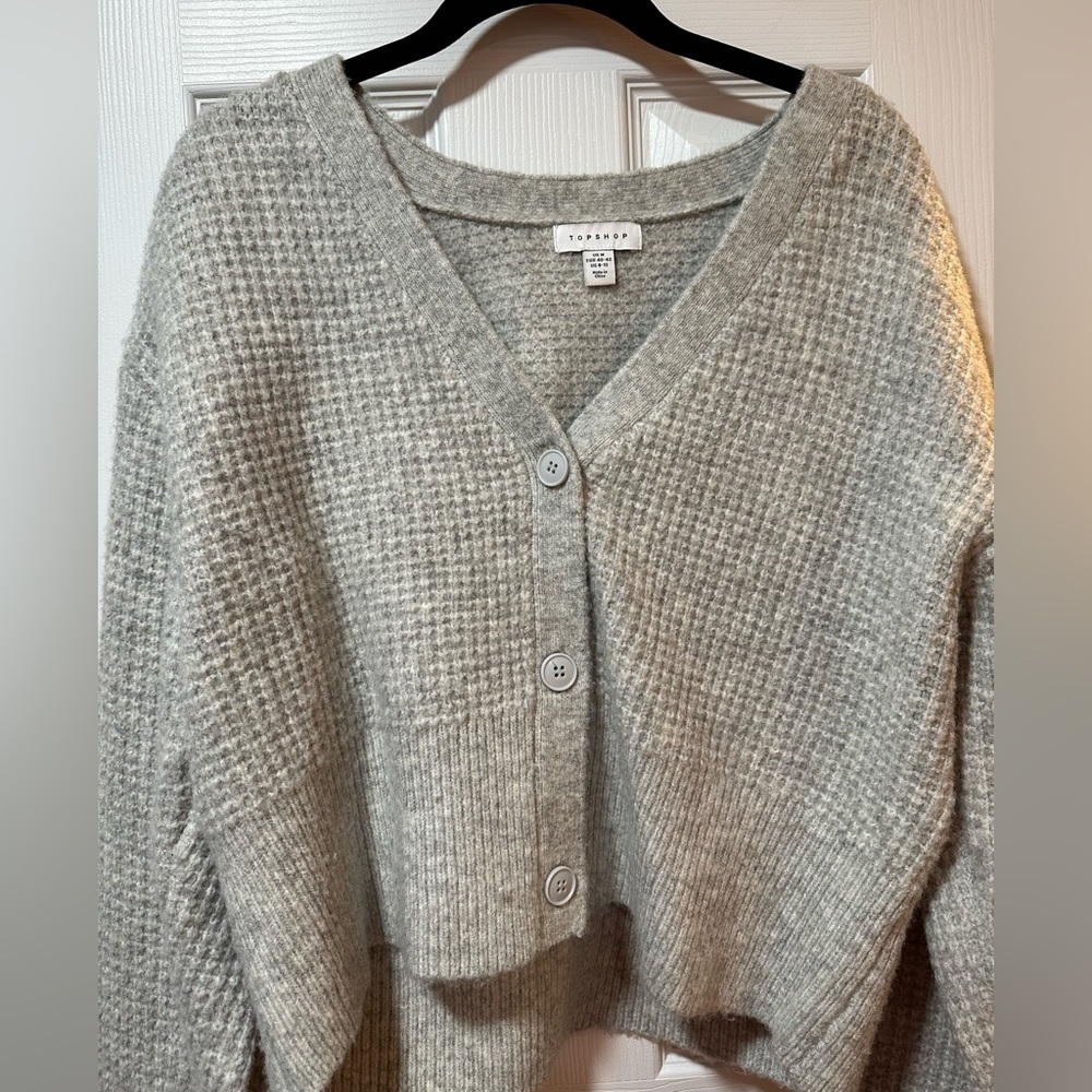 Topshop Grey Cropped Cardigan